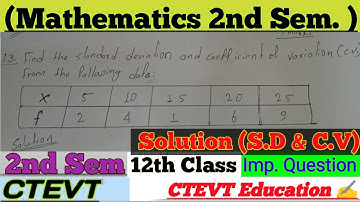 Engineering Mathematics 2nd Semester | Statics (S.D & C.V.) |  #ctevt