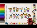 Easy to Draw - Happy Children | Fun Sketching & Colouring for Kids #drawingforkids #coloringforkids