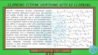 Pitman Shorthand  Exercise No144 Dictation 70 Wpm  Kz Learning