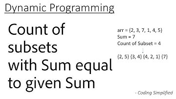 DP - 20: Count of subsets with Sum equal to given Sum