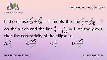 If the ellipse x^2/a^2+y^2/b^2=1 meets the line x/7+y/2√6=1 on the X-axis and the line