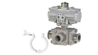 Valworx Air Actuated 3-Way T-Port Sanitary Ball Valves - All Stainless