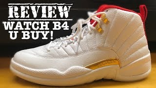 jordan retro 12 white gold red