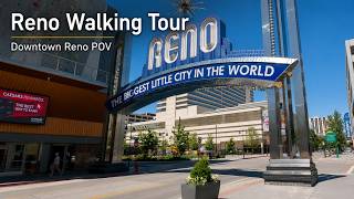 Reno Walking Tour 4K | Downtown Reno Arch POV