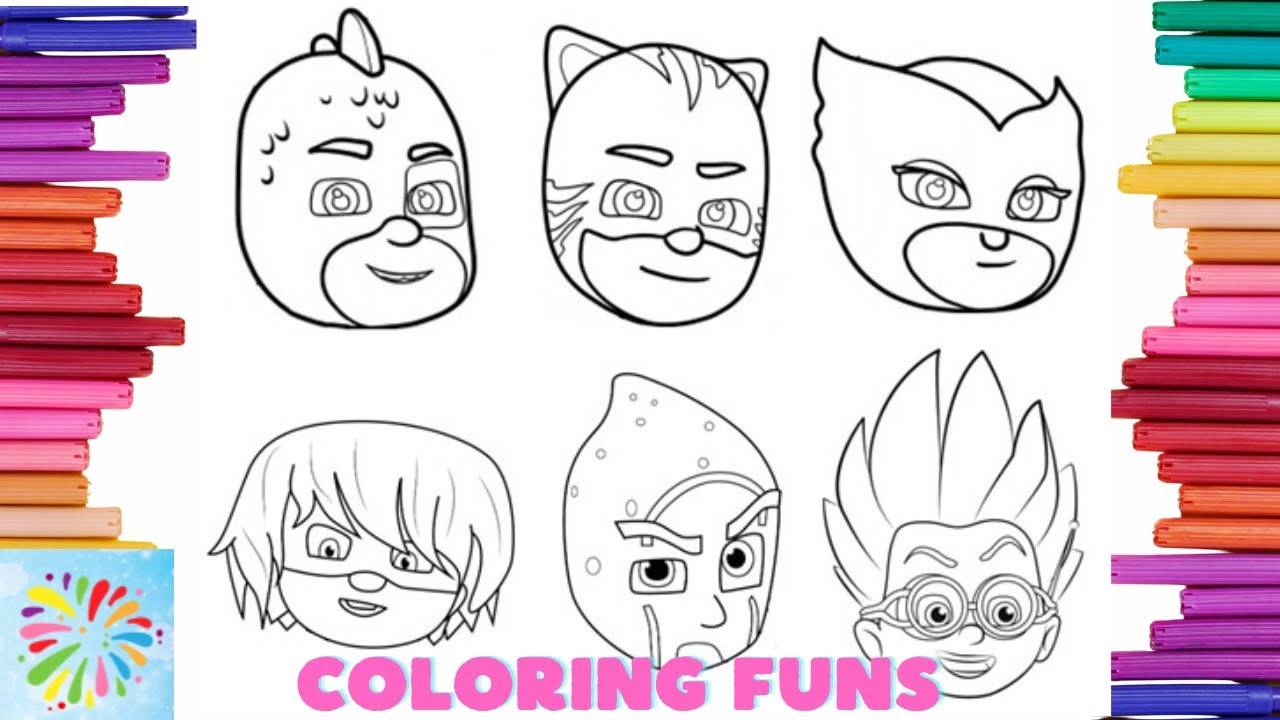 Coloring All PJ Masks Faces | PJ Masks Characters Coloring Pages ...