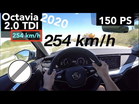 254 km/h 2020 Skoda Octavia 2.0 TDI 110 kW TOP SPEED AUTOBAHN POV