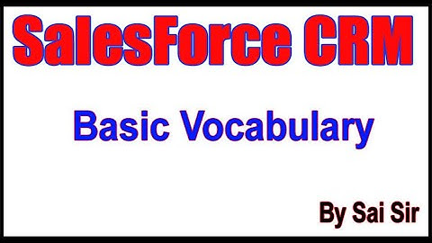Sales Force CRM Awareness Course  |  Basic Vocabulary | By Sai Sir