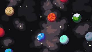 Spining pixel art planets