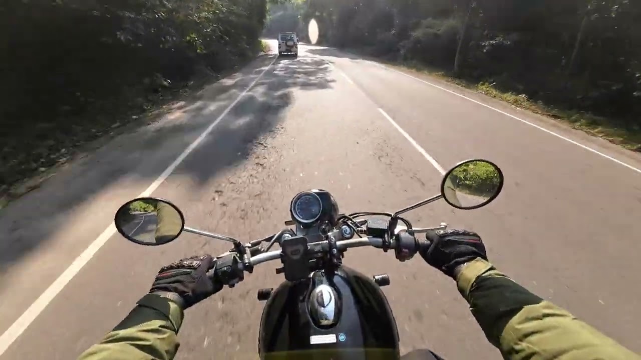 Experience the calm and thrill of a Honda CB350RS POV ride through the woods part 2