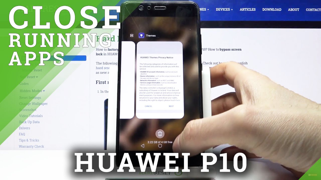 Tắt ứng dụng chạy ngầm trên HUAWEI P10: \