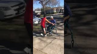 Guy Pushes Grandma In Wheelchair Falls Over Into Street