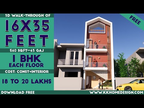 1 BHK Each Floor For Rent Purpose 16x35 Feet House Design || 16 by 35 Feet Plan#71