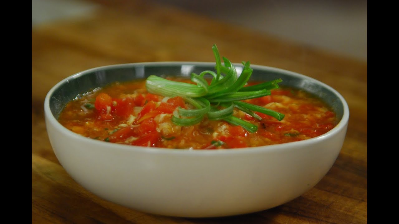 Tomato Egg Drop Noodle Soup