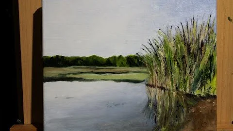 Chris Reneau timelapse original oil painting of Lamoka Lake near Hammondsport NY