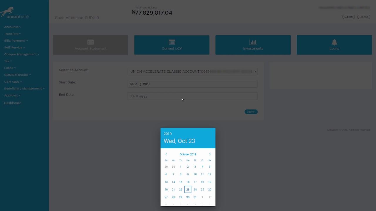 Check your statement of account