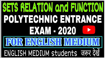Set relation and function chapter maths,polytechnic entrance exam 2020 for english medium students