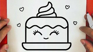 كيف ترسم كعكة كيوت وسهل خطوة بخطوة / رسم سهل / تعليم الرسم للمبتدئين || Cute Cake Drawing