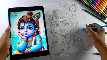 Shree Krishna Drawing | Step By Step (Outline Tutorial)