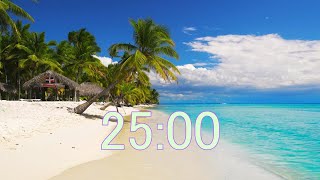 25-Minute Countdown Timer Beach-Themed: Waves Sounds for Relaxation