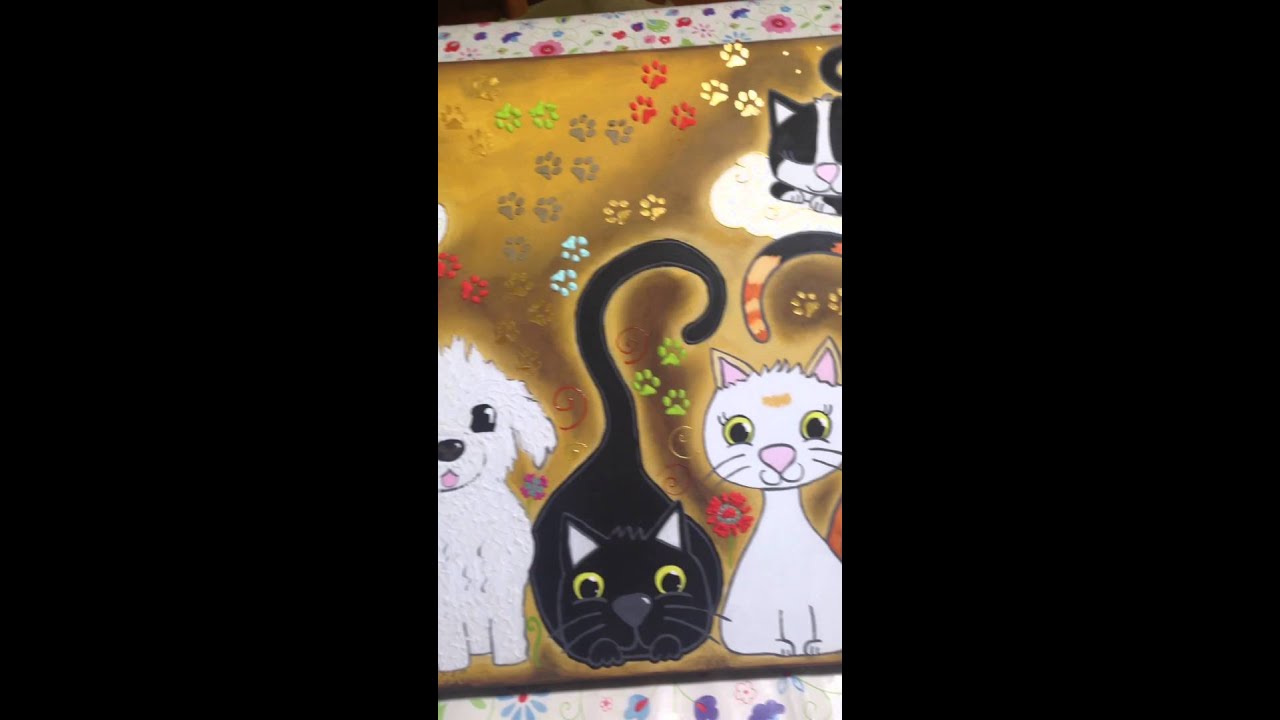 Mixmedia en lienzo 6 gatos, 1 perro y una tortuga!!! art journal youtube