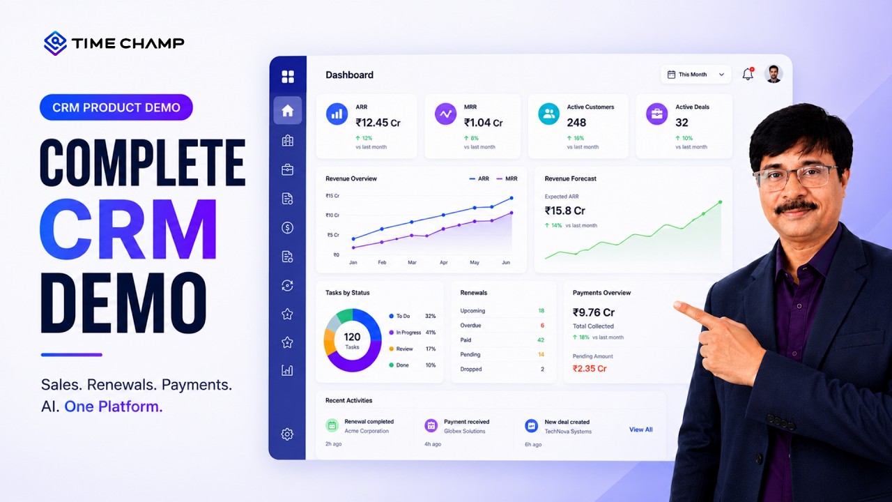 Complete CRM Software Demo: Sales, Renewals, Payments & AI in One Platform | Time Champ CRM