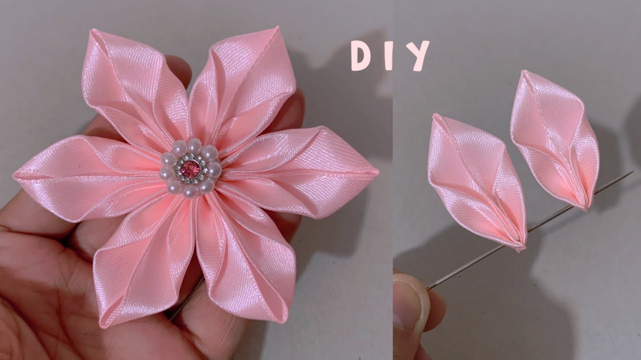 How to make Satin Ribbon Flowers Diy Ribbon Flowers YouTube