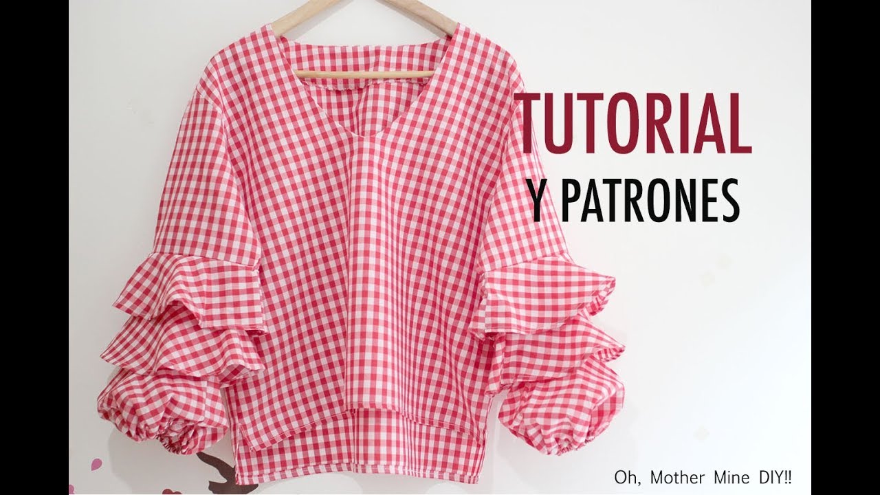 Costura blusa mangas con volantes para (patrones gratis) - YouTube