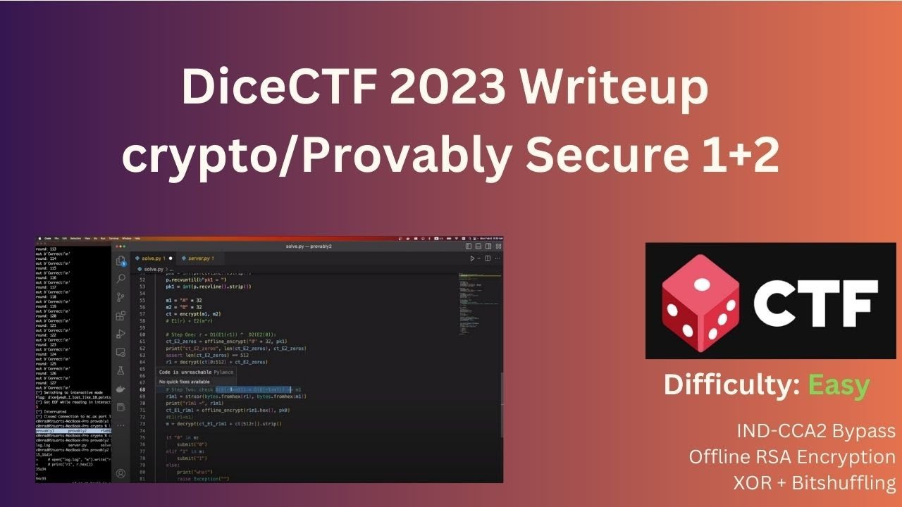 Provably Secure 1+2 - crypto - DiceCTF 2023 Challenge Writeup (xor leak)