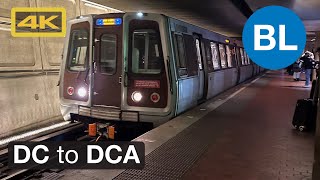 Riding WMATA Metrorail Blue Line, Washington DC to Reagan Washington National Airport DCA, Breda, 4K