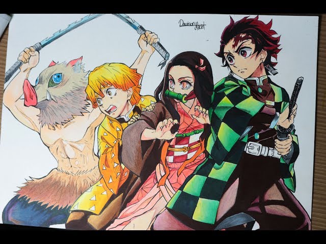 🍥Anime/Manga Drawings! 💕✨ on Instagram: Tanjiro, Nezuko, Inosuke &  Zenitsu/Kimetsu no Yaiba Hooooola! Hoy estoy muuuy feliz, por fin termine  este dibujo, ten…