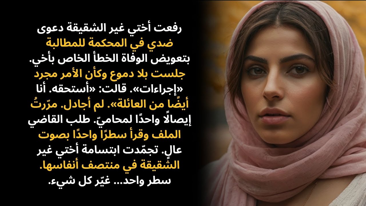 رفعت أختي غير الشقيقة دعوى ضدي في المحكمة للمطالبة بتعويض وفاة أخي — ثم قرأ القاضي سطرًا واحدًا…