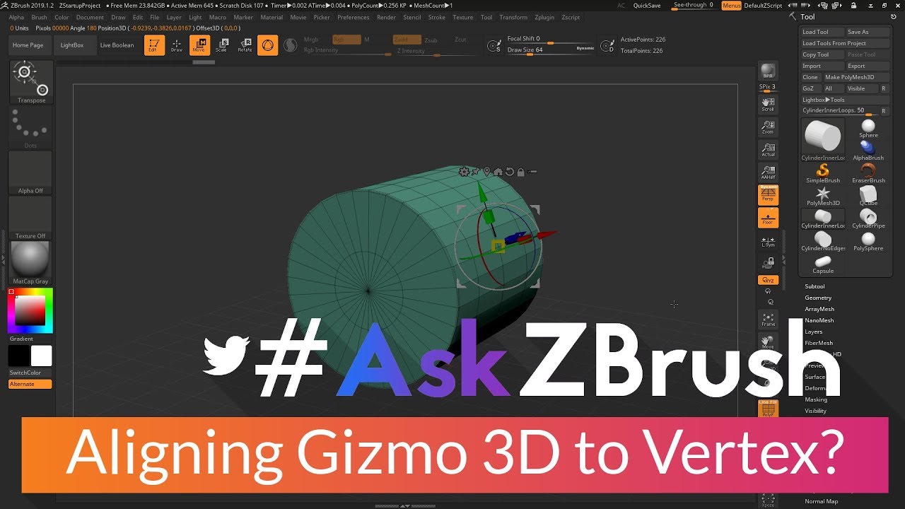 zbrush 2019 align to object