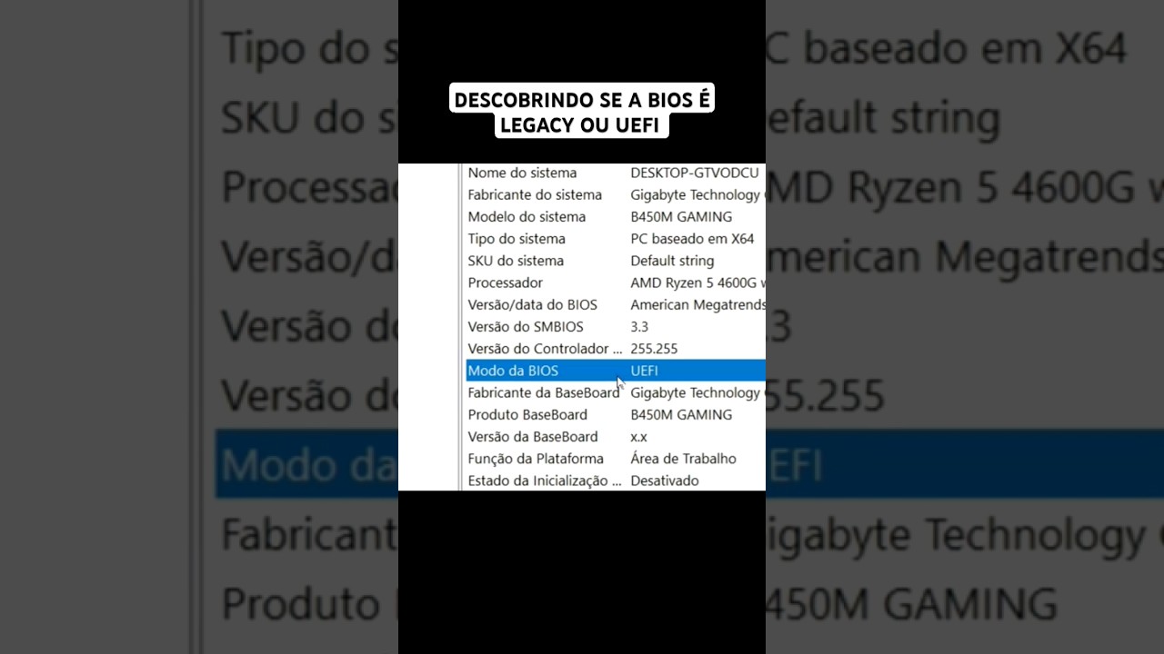 Como Descobrir Se O BIOS Do PC é Legacy ou UEFI 