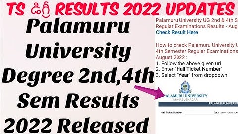 Palamuru University Degree 2,4 Sem Results 2022 Released//TS Degree Results 2022 latest update today