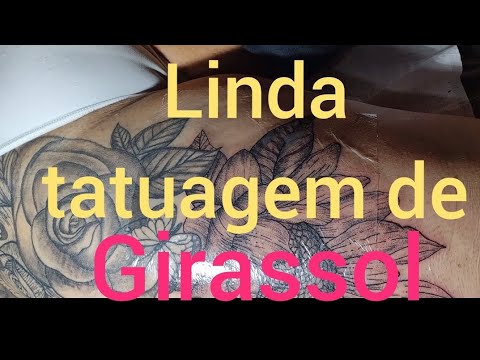 Linda tatuagem de Girassol linhas finas tatuagem floral . Borboleta tattoo rosas tattoo