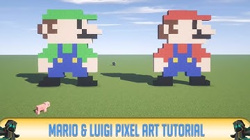 ✔ Minecraft: Simple Pixel Art Tutorial of Mario and Luigi