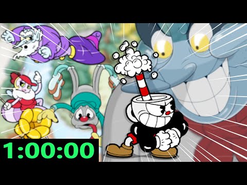 Speedrunner joga Cuphead enquanto sobe e desce uma montanha