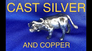 Cast silver and copper water buffalo
