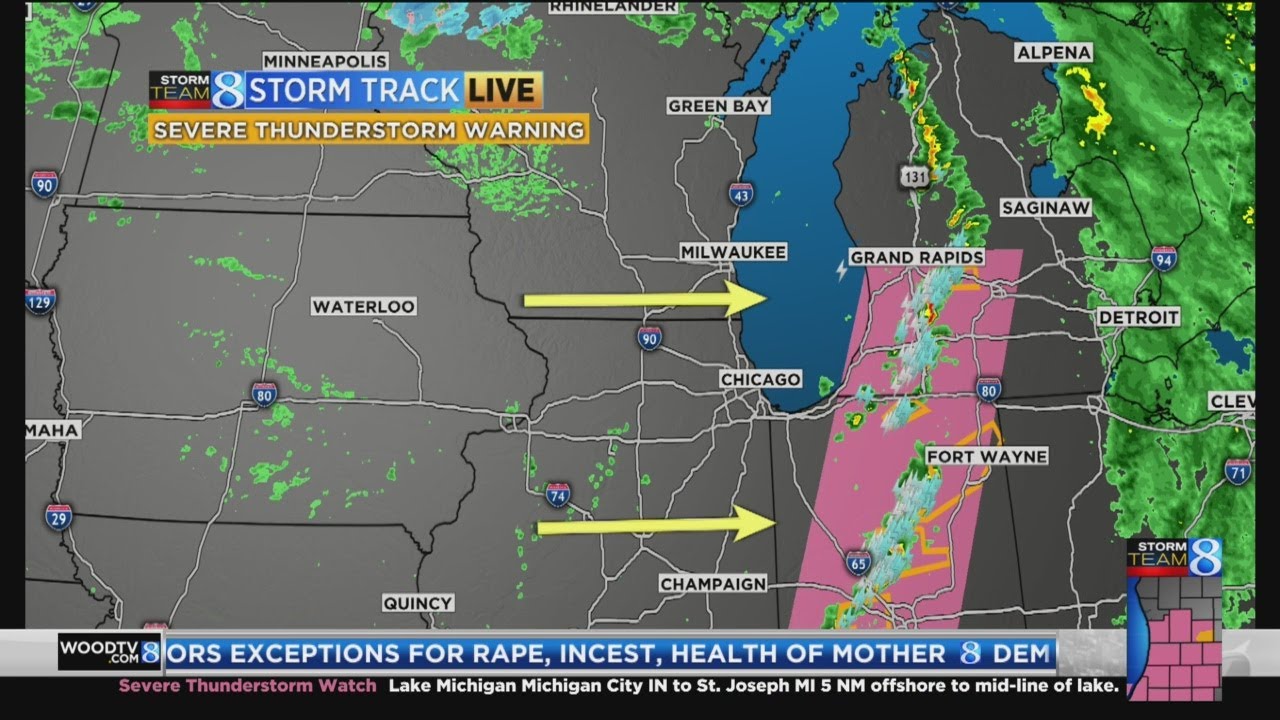 Most of W. MI under severe thunderstorm watch - YouTube