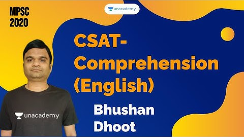 CSAT - English Comprehension I Bhushan Dhoot I MPSC 2020