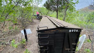 4K Massive backyard railroad in bad weather, Durango Colorado