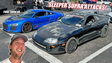 The Rat Rod Supra RETURNS... Destroying Exotic Cars at the Drag Strip!!!