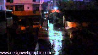 Strong Rain Fall with Lightening Thunderstorm at Midnight in July 2012 Ahmedabad Gujarat India
