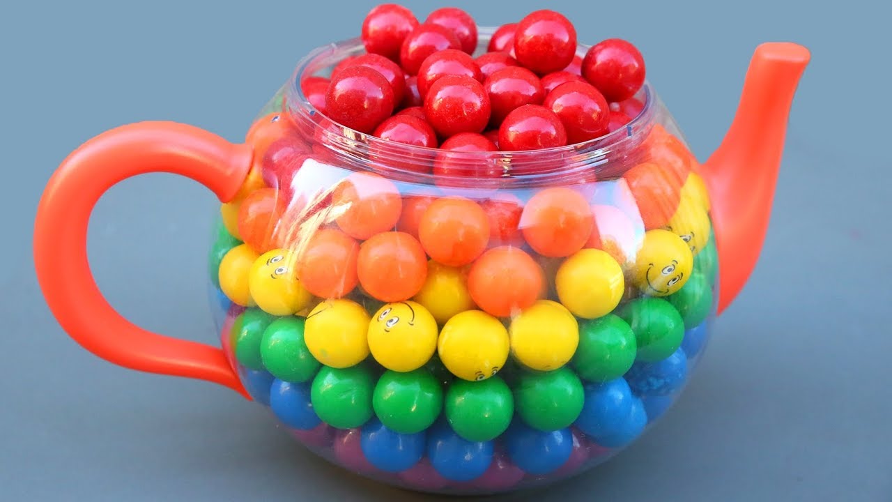 Learn Colors Rainbow Tea Pot Candy Mesh Balls Microwave Toys Cars3 Lightning MCQueen PJ Masks