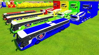 AUTOBUS SCANIA TUTTI COLORATI, AUTOBIANCHI CON MISCELATORE POLIMIX TRASPORTATI CON AUTOCARRO A PI... screenshot 1