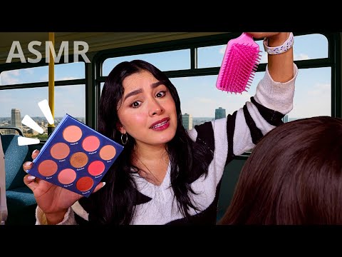 ASMR ✨ MUJER EXTRAÑA del autobús 🎆🚌 te MAQUILLA y te PEINA I ASMR en ESPAÑOL I Ges ASMR