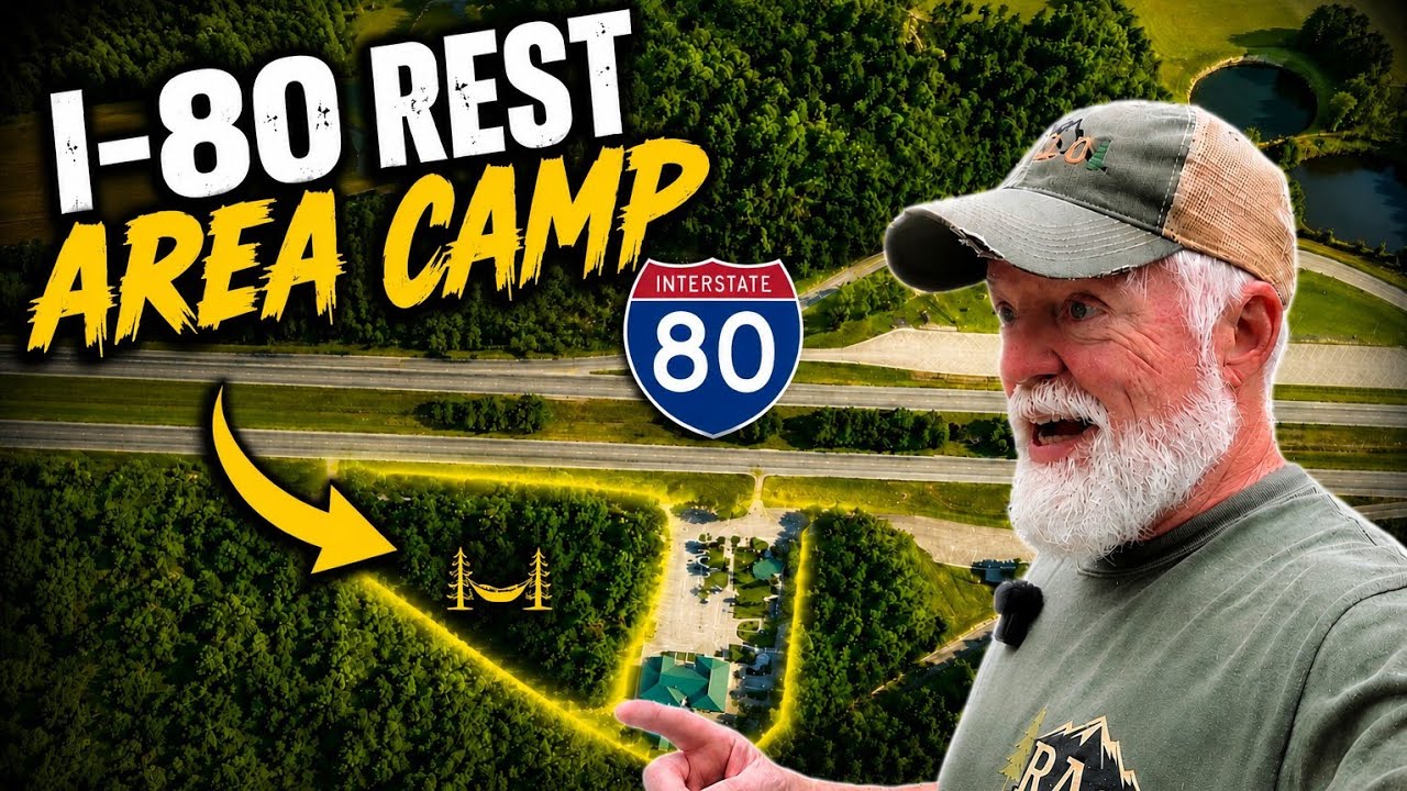 🎬 I Secretly Hammock Camped at an Interstate 80 Rest Area