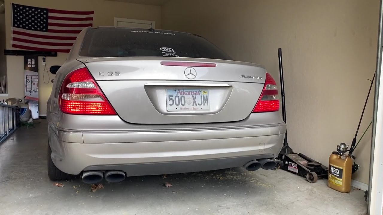 Mercedes Benz E55 AMG cold start exhaust with muffler delete only