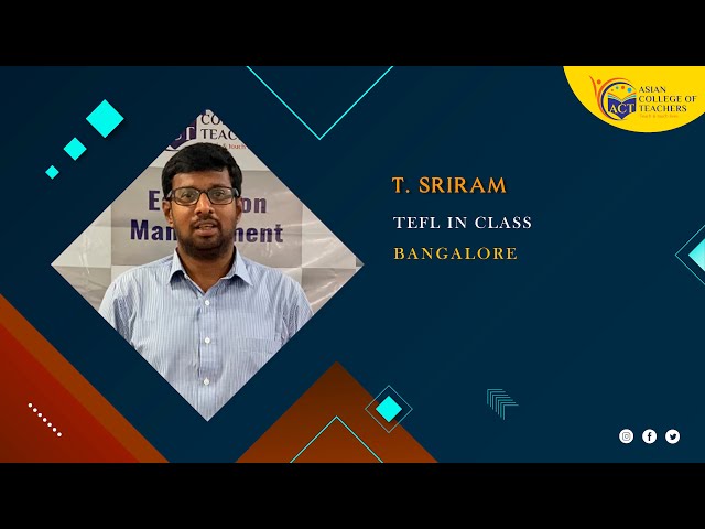 International TEFL In-Class Bangalore, India | Sriram’s Feedback #tefl #tesol