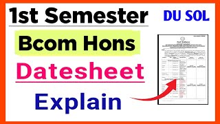 SOL Bcom Hons First Semester Datesheet Explain Dec exam 2023 | sol 1st Semester Exam Datesheet 2023